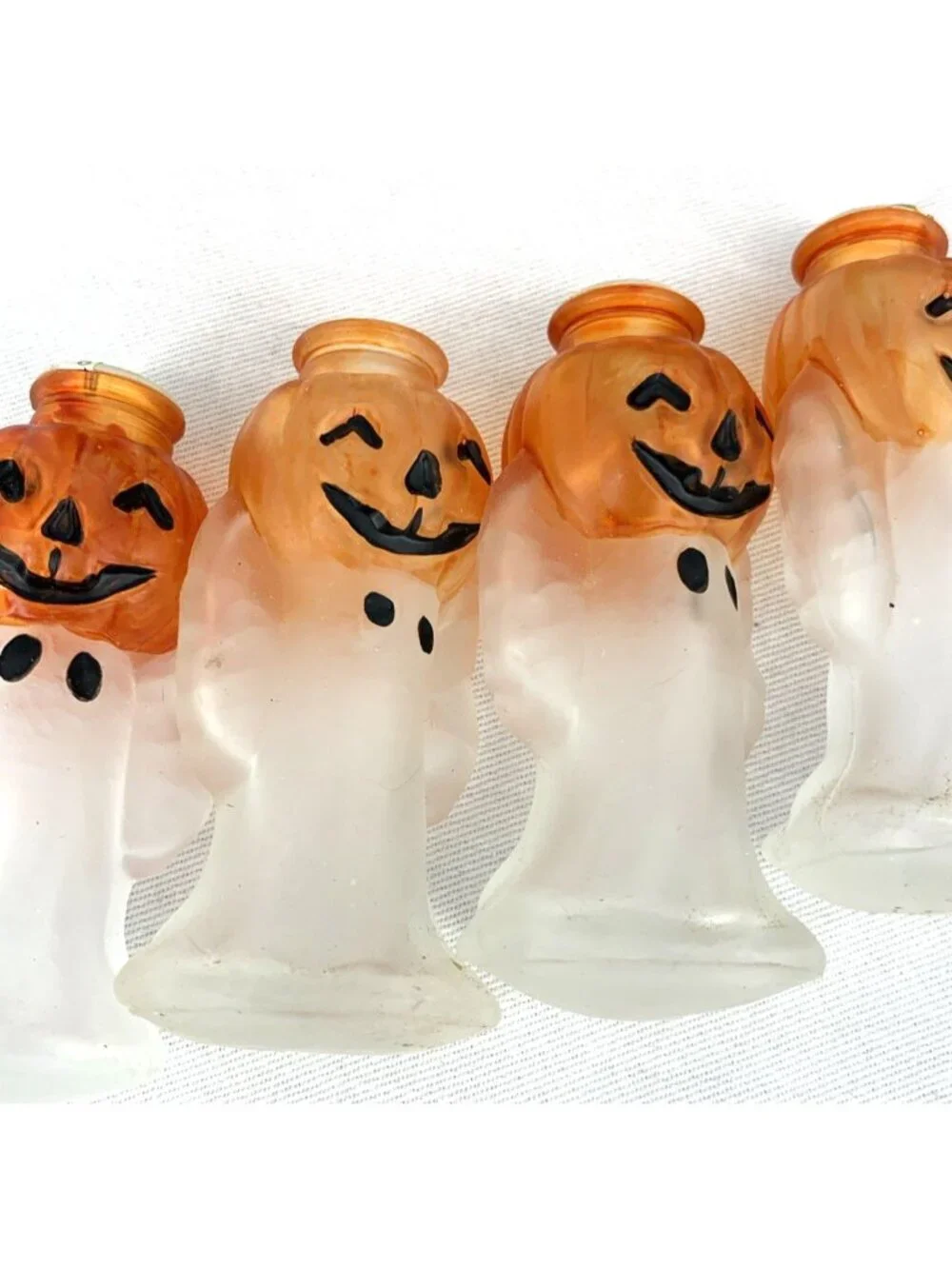 Old World Glass Halloween Ornaments String Light Covers Lot of 12 Devil Pumpkin